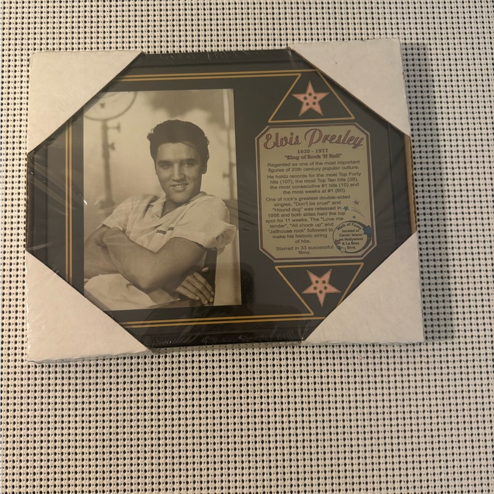 Elvis Presley photo and metal bio plate